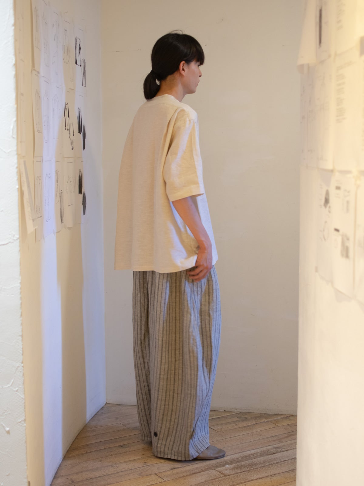 LINOmama ページ ZERO' CROSSLINE BACKSTITCH HAKAMA PANTS - LINEN STRIPE 1.0.0